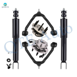Set of 6 Front Upper Control Arm Ball Joint-Wheel Hub Bearing Assembly-Shock Absorber Replacement For 2002-2006 Chevrolet Avalanche 1500