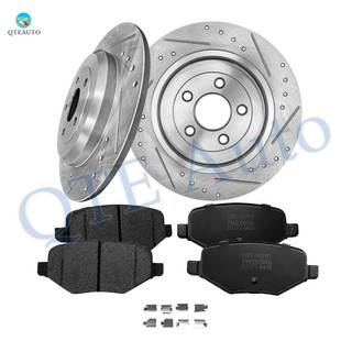 Set of 6 Rear 330mm Drilled Slotted Brake Disc Rotors-Ceramic Brake Pad Kit For 2009-2019 Ford Flex