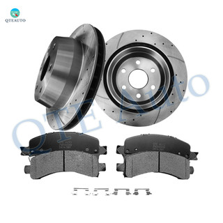 Set of 6 Rear 330mm Drilled Slotted Brake Disc Rotors-Ceramic Brake Pad Kit For 2002-2006 Cadillac Escalade