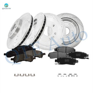 Set of 12 Front 325mm-Rear 331mm Drilled Slotted Brake Disc Rotors-Ceramic Brake Pad Kit For 2008-2017 Buick Enclave