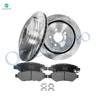 Set of 6 Rear 315mm Drilled Slotted Brake Disc Rotors-Ceramic Brake Pad Kit For 2010-2015 Chevrolet Camaro