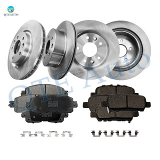 Set of 12 Front 295.8mm-Rear 292mm Brake Disc Rotors-Ceramic Brake Pad Kit For 2015-2017 Nissan Leaf 5 Stud Wheel