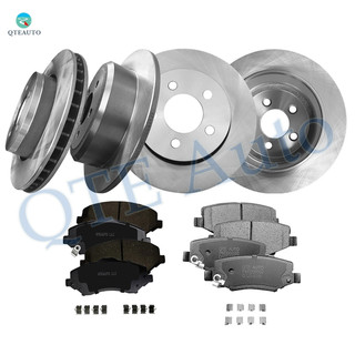 Set of 12 Front 320mm-Rear 330mm Drilled Slotted Brake Disc Rotors-Ceramic Brake Pad Kit For 2011-2014 Ford Edge