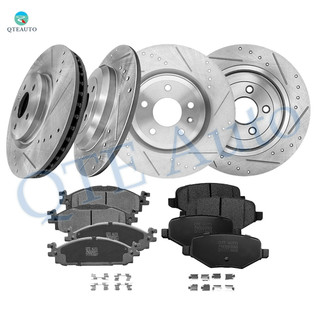 Set of 12 Front 325mm-Rear 330mm Drilled Slotted Brake Disc Rotors-Ceramic Brake Pad Kit For 2011-2019 Ford Explorer