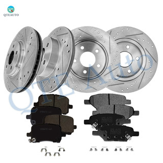 Set of 12 Front 296mm-Rear 270mm Drilled Slotted Brake Disc Rotors-Ceramic Brake Pad Kit For 2004-2007 Saturn ION