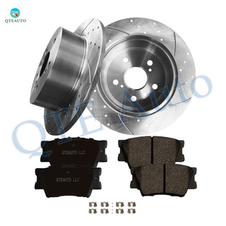 Set of 6 Rear 281mm Drilled Slotted Brake Disc Rotors-Ceramic Brake Pad Kit For 2013-2018 Lexus ES350