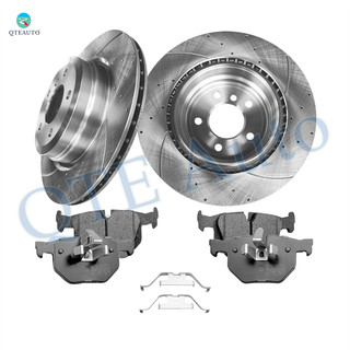 Set of 6 Rear 336mm Drilled Slotted Brake Disc Rotors-Ceramic Brake Pad Kit For 2006 BMW 330XI