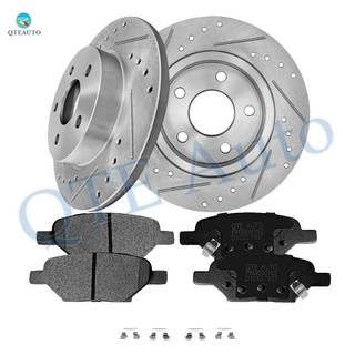 Set of 6 Rear 270mm Drilled Slotted Brake Disc Rotors-Ceramic Brake Pad Kit For 2004-2007 Chevrolet Malibu