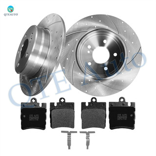 Set of 6 Rear 290mm Drilled Slotted Brake Disc Rotors-D873 7748 Ceramic Brake Pad Kit For 2006-2009 Mercedes-Benz CLK350