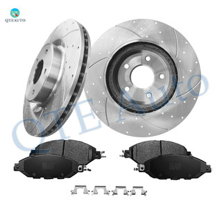 Set of 6 Front 320mm Drilled Slotted Brake Disc Rotors-Ceramic Brake Pad Kit For 2013-2017 Nissan Pathfinder