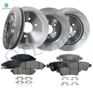 Set of 12 Front 296mm-Rear 308mm Brake Disc Rotors-Ceramic Brake Pad Kit For 2005-2012 Nissan Pathfinder