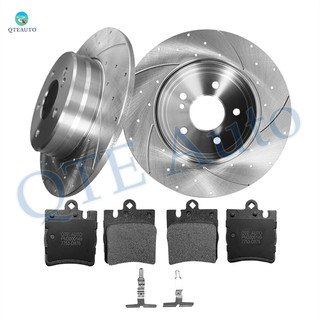 Set of 6 Rear 290mm Drilled Slotted Brake Disc Rotors-Ceramic Brake Pad Kit For 2009-2011 Mercedes-Benz SLK300