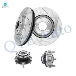 Set of 4 Front 296mm Drilled Slotted Brake Disc Rotors-Wheel Hub Bearing Assembly For 2008-2013 Nissan Rogue