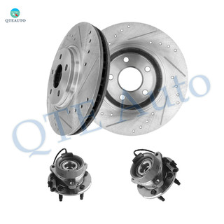 Set of 4 Front 296mm Brake Drums-Wheel Hub Bearing Assembly For 2004-2007 Saturn ION with 5 Stud Hub
