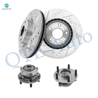 Set of 4 Front 295.5mm Drilled Slotted Brake Disc Rotors-Wheel Hub Bearing Assembly For 2003-2005 Nissan 350Z