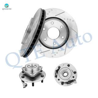 Set of 4 Front 320mm Drilled Slotted Brake Disc Rotors-Wheel Hub Bearing Assembly For 2004 Nissan Pathfinder Armada