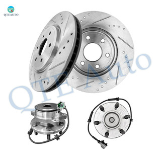 Set of 4 Front 296mm Drilled Slotted Brake Disc Rotors-Wheel Hub Bearing Assembly For 2005-2022 Nissan Frontier