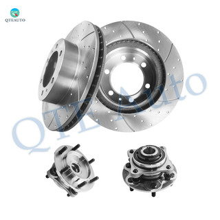 Set of 4 Front 319mm Drilled Slotted Brake Disc Rotors-Wheel Hub Bearing Assembly For 2005-2019 Toyota Tacoma