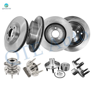 Set of 8 Front 320mm-Rear 302mm Brake Disc Rotors-Wheel Hub Bearing Assembly For 2007-2010 Ford Edge AWD