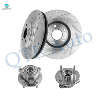 Set of 4 Front 296mm Brake Drums-Wheel Hub Bearing Assembly For 2005-2008 Chevrolet Cobalt Non-ABS