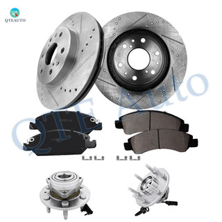 Set of 8 Front 330mm Drilled Slotted Brake Disc Rotors-Ceramic Brake Pad Kit-Wheel Hub Bearing Assembly For 2014 GMC Yukon AWD 4WD