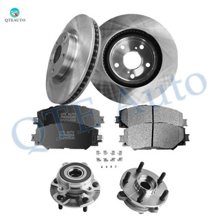 Set of 8 Front 296mm Brake Disc Rotors-Ceramic Brake Pad Kit-Wheel Hub Bearing Assembly For 2007-2011 2013 Toyota RAV4