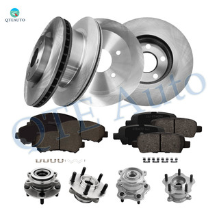 Set of 16 Front 296mm-Rear 292mm Brake Disc Rotors-Ceramic Brake Pad Kit-Wheel Hub Bearing Assembly For 2008-2013 Nissan Rogue 5 Stud Wheel