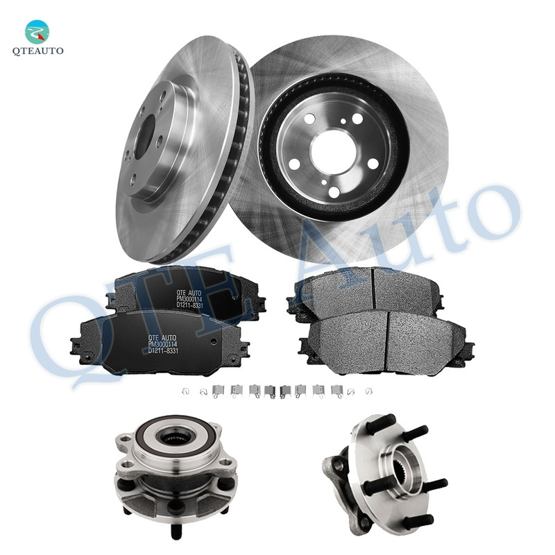 Set of 8 Front 296mm Brake Disc Rotors-Ceramic Brake Pad Kit-Wheel Hub Bearing Assembly For 2017 2018 Toyota Corolla IM