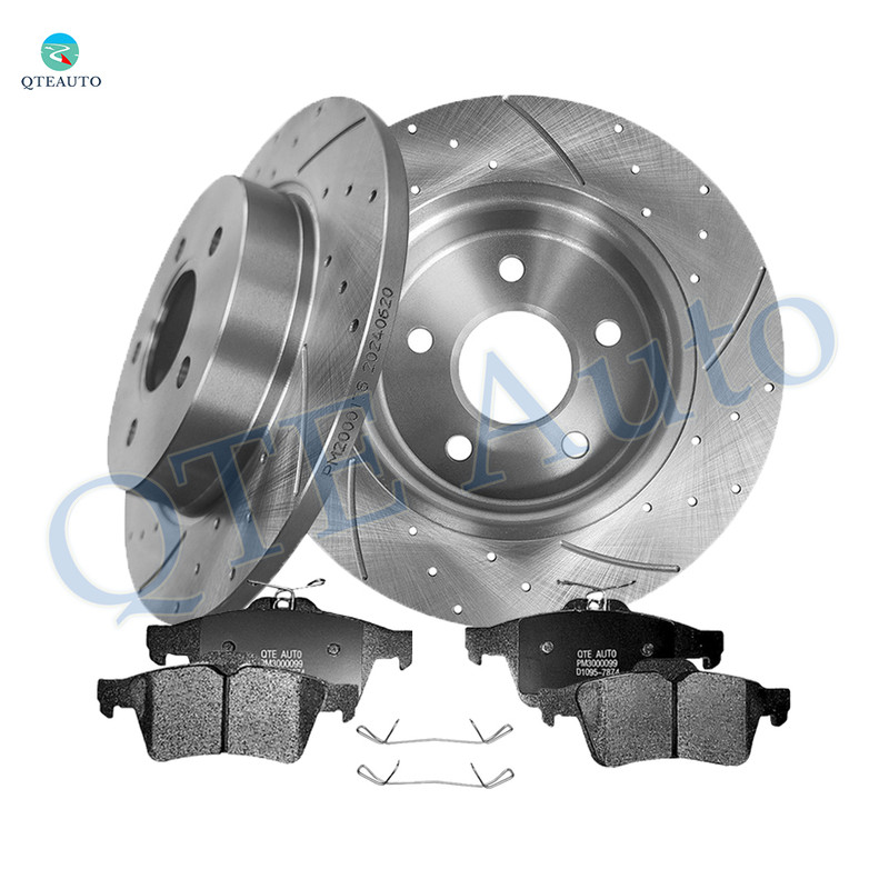 Set of 6 Rear 271mm Drilled Slotted Brake Disc Rotors-D1095 7874 Ceramic Brake Pad Kit For 2012-2018 Ford Focus