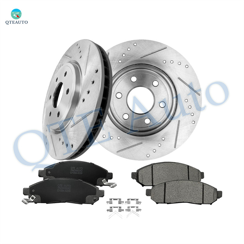 Set of 6 Front 296mm Drilled Slotted Brake Disc Rotors-Ceramic Brake Pad Kit For 2005-2015 Nissan Xterra
