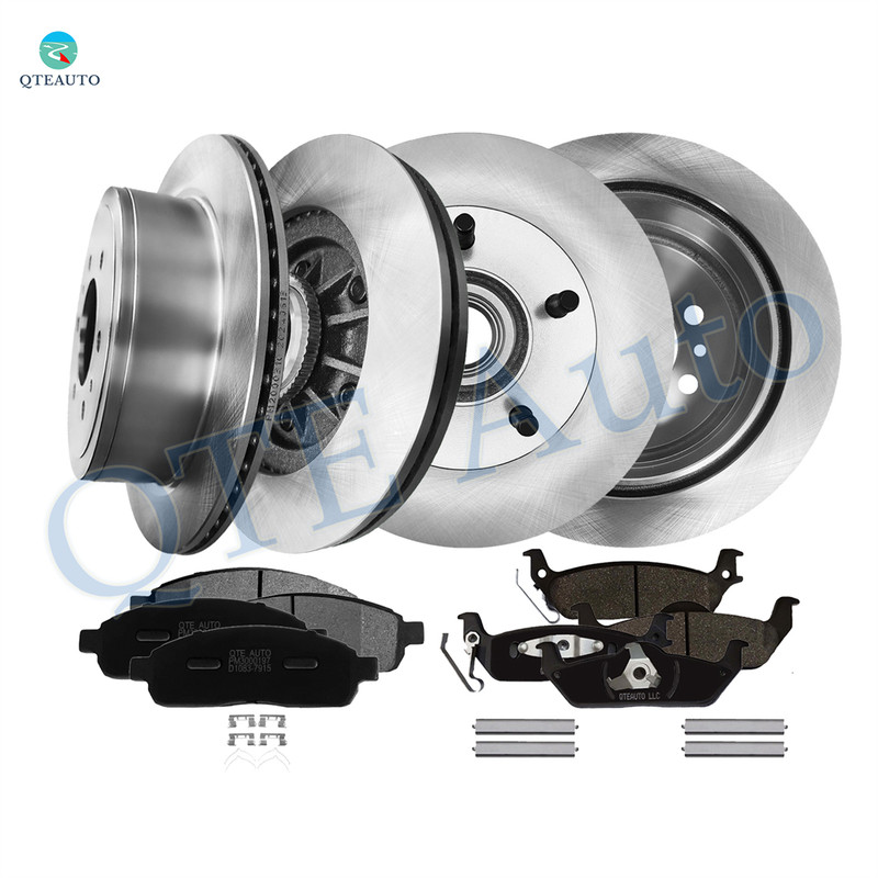 Set of 12 Front 331mm Brake Disc Rotors-Ceramic Brake Pad Kit-Rear 348mm Disc Brake Rotor and Hub Assembly-Ceramic Brake Pad Kit For 2004 Ford F-150