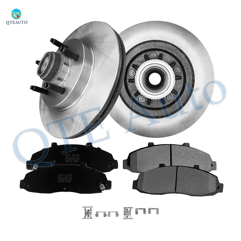 Set of 6 Front 331mm Disc Brake Rotor and Hub Assembly-Ceramic Brake Pad Kit For 2004 Ford F-150 Heritage XLT XL
