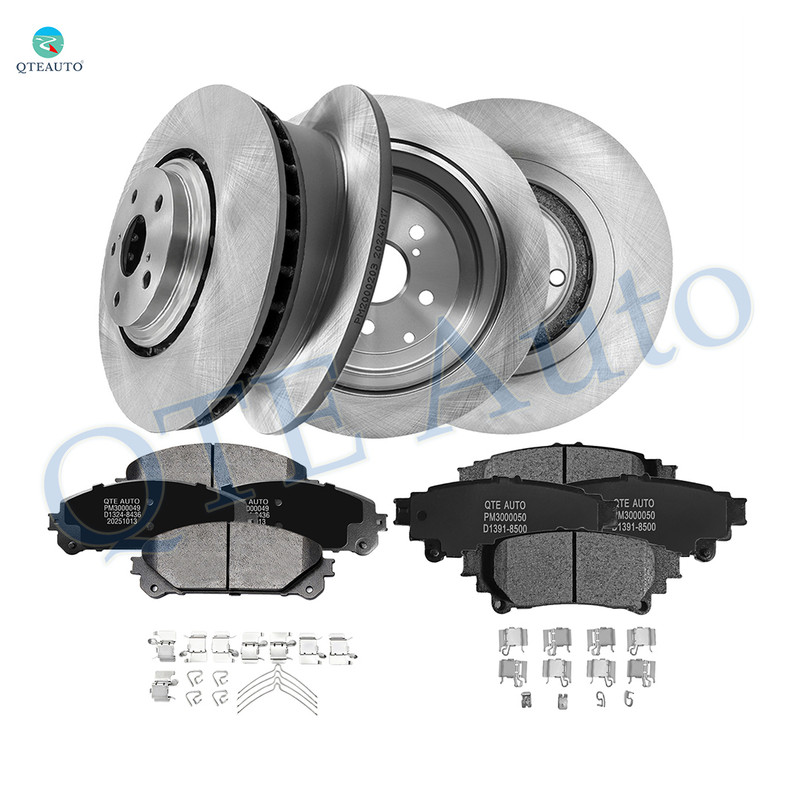 Set of 12 Front 328mm-Rear 309mm Brake Disc Rotors-Ceramic Brake Pad Kit For 2010-2015 Lexus RX350