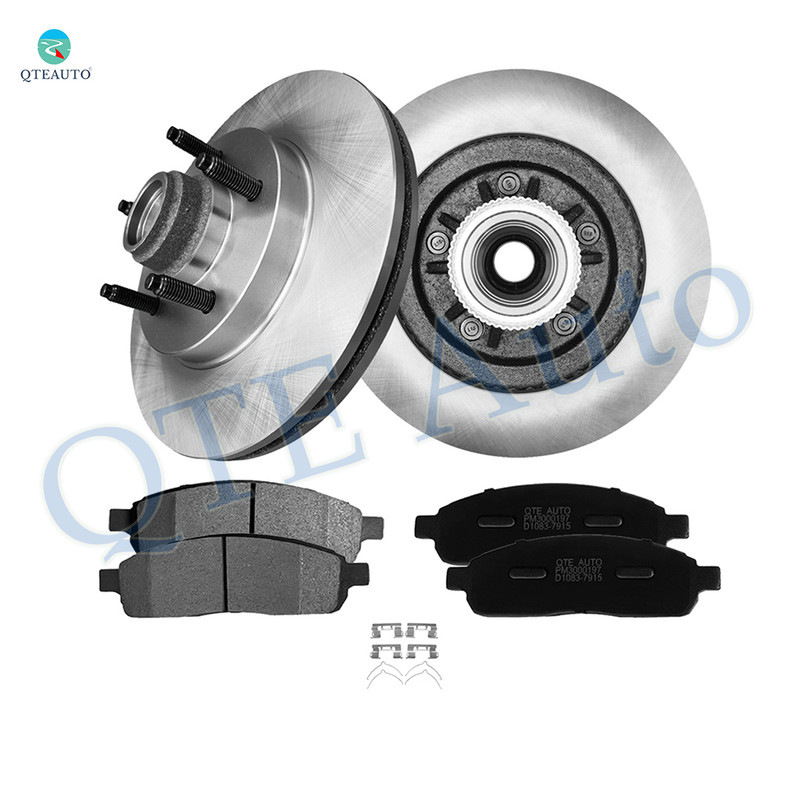 Set of 6 Front 331mm Disc Brake Rotor and Hub Assembly-Ceramic Brake Pad Kit For 2004 Ford F-150
