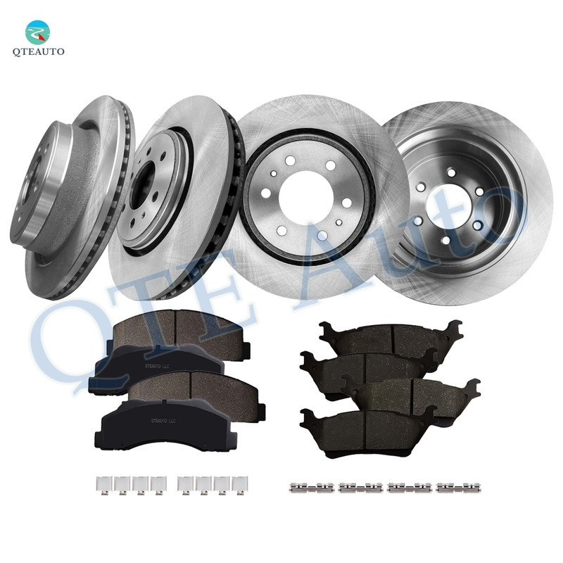 Set of 12 Front 350mm-Rear 348mm Brake Disc Rotors-Ceramic Brake Pad Kit For 2014-2018 Ford F-150