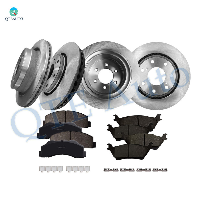 Set of 12 Front 350mm-Rear 348mm Brake Disc Rotors-Ceramic Brake Pad Kit For 2012 Ford F-150