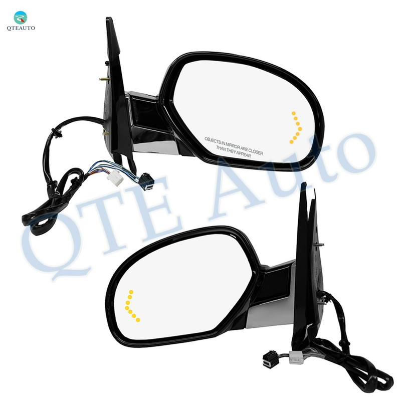 Driver & Passenger Side Mirrors, Left-Right Power Heated Chrome Power Folding with Turn Signal Light For 2007-2014 Cadillac Escalade ESV, Door Mirror Pair of 2