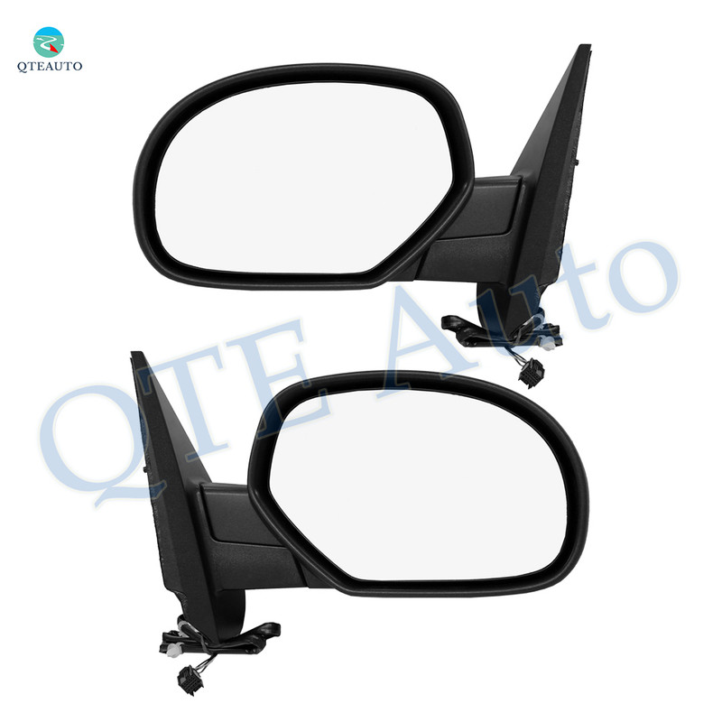 Driver & Passenger Side Mirrors, Left-Right Power Heated Chrome Manual Folding For 2007-2013 GMC Sierra 1500, Door Mirror Pair of 2