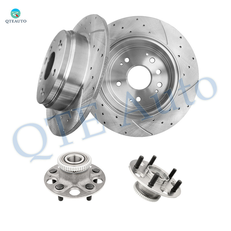 Set of 4 Rear 282mm Drilled Slotted Brake Disc Rotors-Wheel Hub Bearing Assembly For 1999-2003 Acura TL Set of 4 Rear 282mm Drilled Slotted Brake Disc Rotors-Wheel Hub Bearing Assembly For 1999-2003 Acura TL