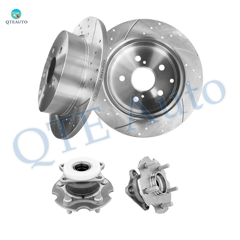 Set of 4 Rear 281mm Drilled Slotted Brake Disc Rotors-Wheel Hub Bearing Assembly For 2006-2018 Toyota RAV4