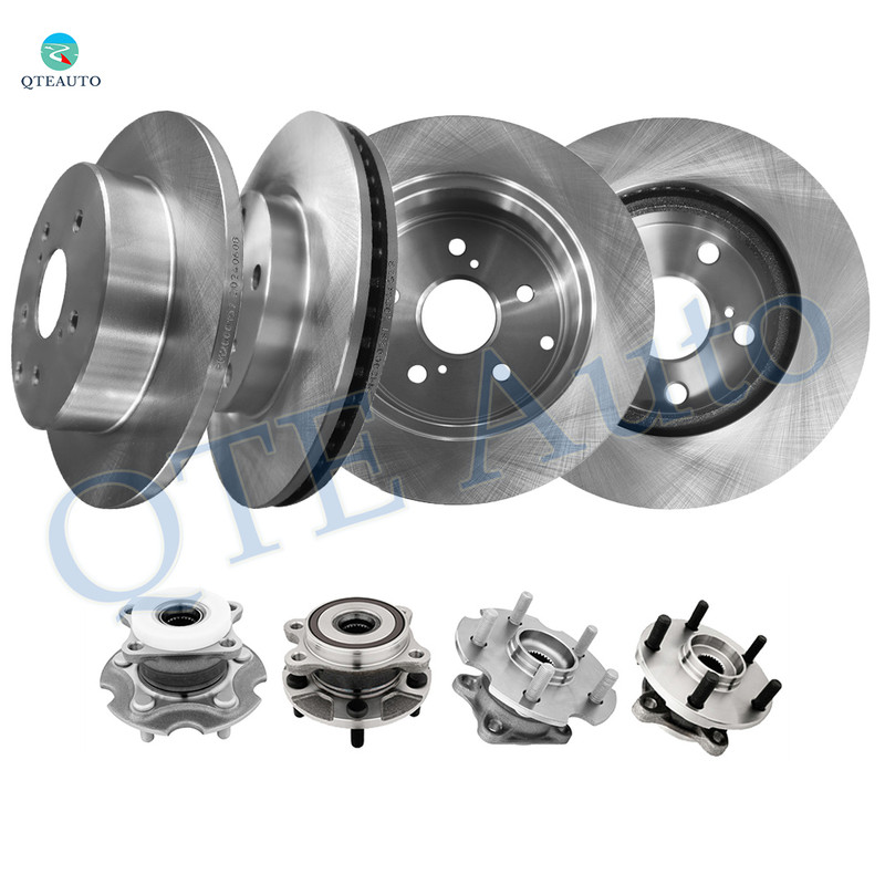 Set of 8 Front 275mm-Rear 281mm Brake Disc Rotors-Wheel Hub Bearing Assembly For 2006-2012 Toyota RAV4