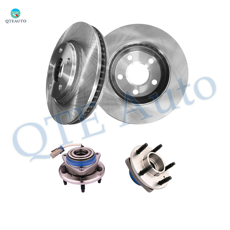 Set of 4 Front 296.95mm Brake Disc Rotors-Wheel Hub Bearing Assembly For 2005 Pontiac Montana 5 Stud Wheel