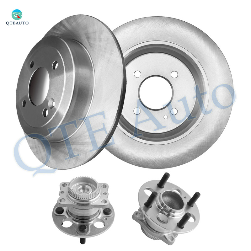 Set of 4 Rear 262mm Brake Disc Rotors-Wheel Hub Bearing Assembly For 2012-2017 Hyundai Accent