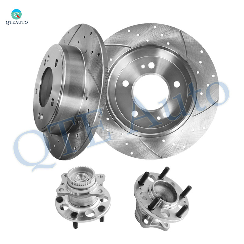 Set of 4 Rear 262mm Drilled Slotted Brake Disc Rotors-Wheel Hub Bearing Assembly For 2014-2018 KIA Forte Set of 4 Rear 262mm Drilled Slotted Brake Disc Rotors-Wheel Hub Bearing Assembly For 2014-2018 KIA Forte