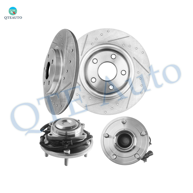 Set of 4 Rear 328mm Drilled Slotted Brake Disc Rotors-Wheel Hub Bearing Assembly For 2012-2016 Chrysler Town & Country