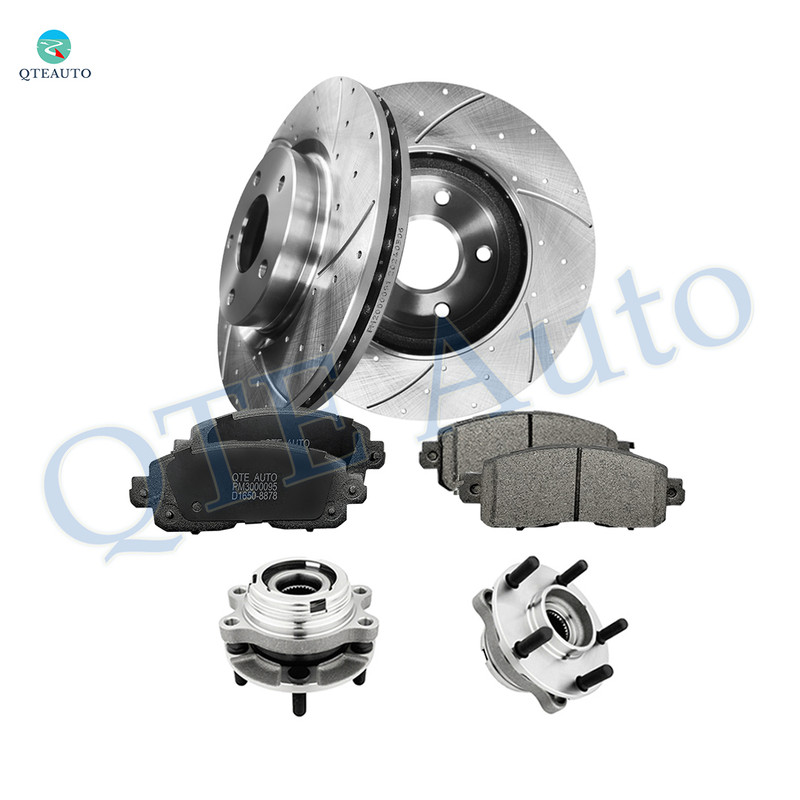 Set of 8 Front 296mm Drilled Slotted Brake Disc Rotors-Wheel Hub Bearing Assembly-Ceramic Brake Pad Kit For 2013-2017 Nissan Altima Set of 8 Front 296mm Drilled Slotted Brake Disc Rotors-Wheel Hub Bearing Assembly-Ceramic Brake Pad Kit For 2013-2017 Nissan Altima