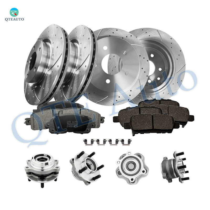 Set of 16 Front 296mm-Rear 291.45mm Drilled Slotted Brake Disc Rotors-Wheel Hub Bearing Assembly-Ceramic Brake Pad Kit For 2015-2017 Nissan Altima Set of 16 Front 296mm-Rear 291.45mm Drilled Slotted Brake Disc Rotors-Wheel Hub Bearing Assembly-Ceramic Brake Pad Kit For 2015-2017 Nissan Altima