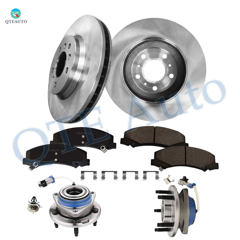 Set of 8 Front 302.95mm Drilled Slotted Brake Disc Rotors-Wheel Hub Bearing Assembly-Ceramic Brake Pad Kit For 2014-2016 Chevrolet Impala Limited