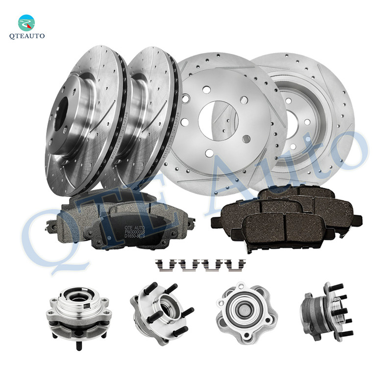 Set of 16 Front 296mm-Rear 291.5mm Drilled Slotted Brake Disc Rotors-Wheel Hub Bearing Assembly-Ceramic Brake Pad Kit For 2015-2017 Nissan Altima Set of 16 Front 296mm-Rear 291.5mm Drilled Slotted Brake Disc Rotors-Wheel Hub Bearing Assembly-Ceramic Brake Pad Kit For 2015-2017 Nissan Altima