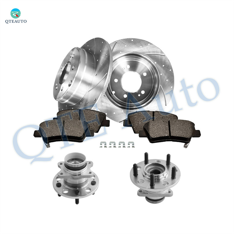 Set of 8 Rear 284mm Drilled Slotted Brake Disc Rotors-8428A-D1445 Ceramic Brake Pad Kit-Wheel Hub Bearing Assembly For 2011-2014 Hyundai Sonata Set of 8 Rear 284mm Drilled Slotted Brake Disc Rotors-8428A-D1445 Ceramic Brake Pad Kit-Wheel Hub Bearing Assembly For 2011-2014 Hyundai Sonata